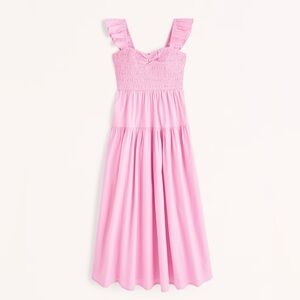 Abercrombie Pink Ruffle Strap Smocked Midi Dress (XXL)